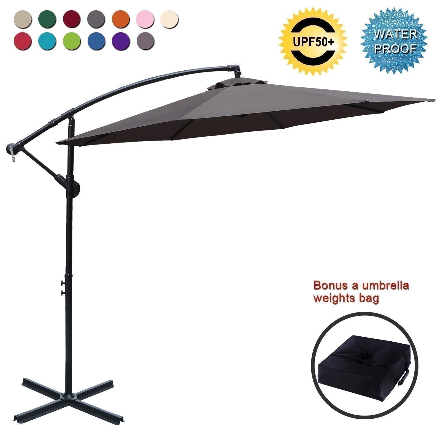 ABCCANOPY Market Hanging 9/10FT Patio Outdoor Umbrellas with Crank & Cross Base ABCCANOPY Market Hanging 9/10FT Patio Outdoor Umbrellas with Crank & Cross Base