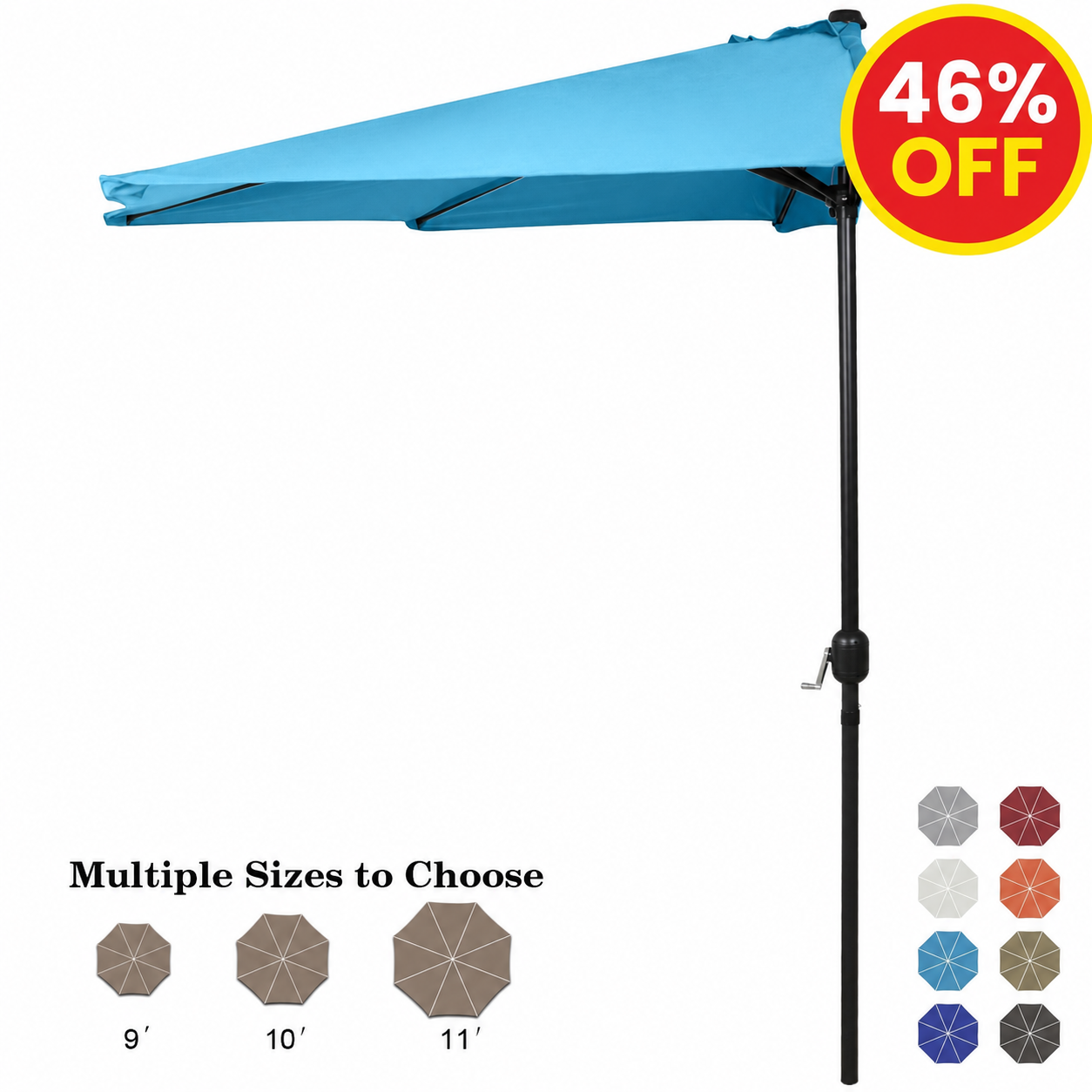 ABCCANOPY Outdoor Patio Umbrella Half Round 11FT
