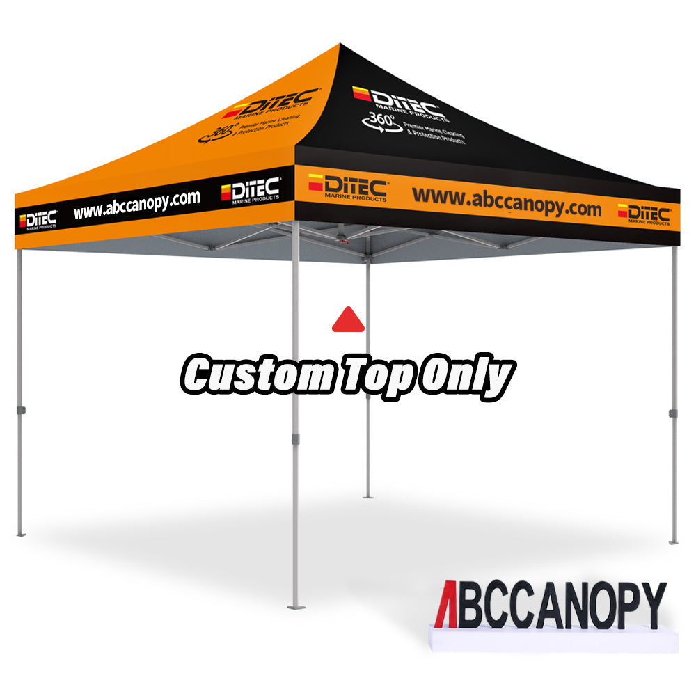logo pop up tent ABCCANOPY Custom Canopy Top with Logo for 8x8/10x10/10x15/10x20 Pop Up Tents 10x10 / 4 Peaks & 4 Valances