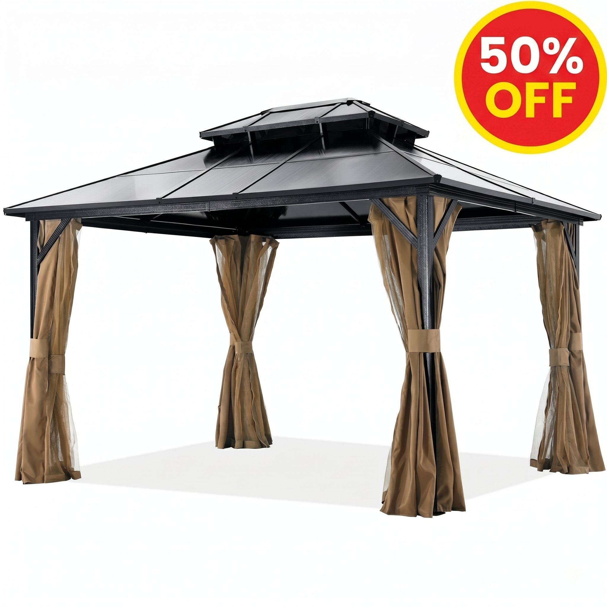 ABCCANOPY 10x12 Aluminum Patio Gazebo Double Roof Hardtop