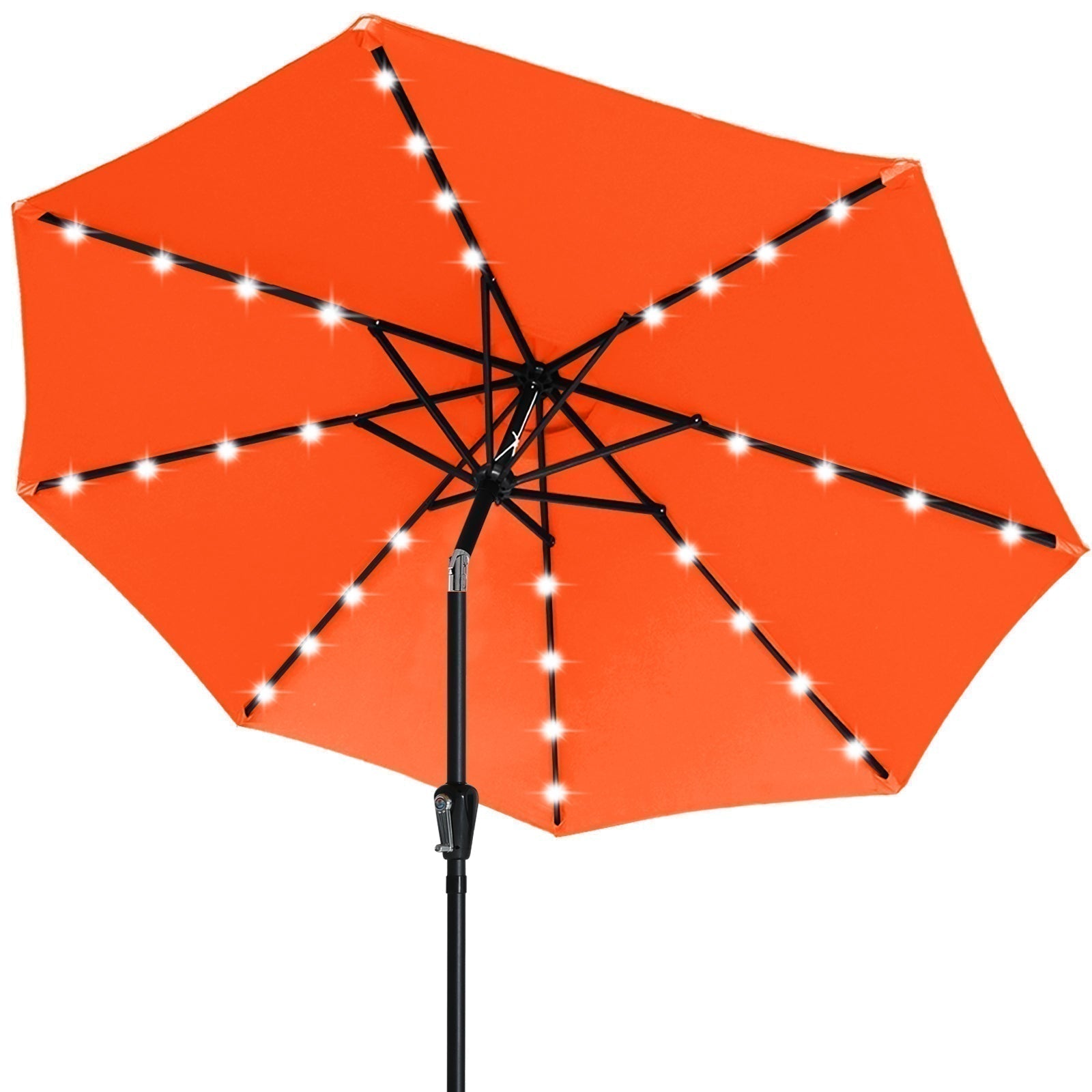 led patio umbrella canada ABCCANOPY Outdoor Solar Patio Umbrella with 32 LED Lights 8 Ribs 10FT / Blue