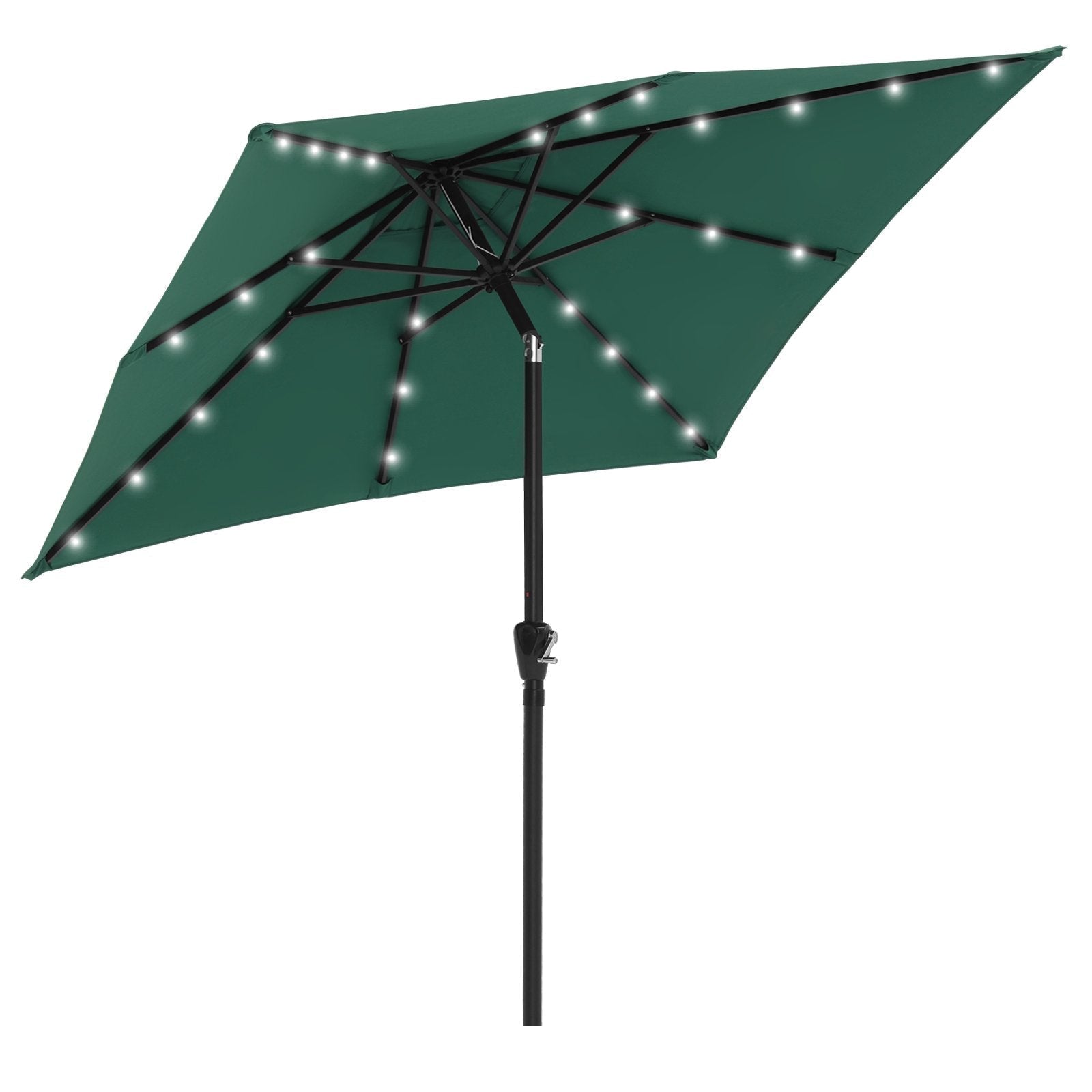 Square Solar Powered Patio Umbrella with 28 LED Lights - ABC-CANOPY