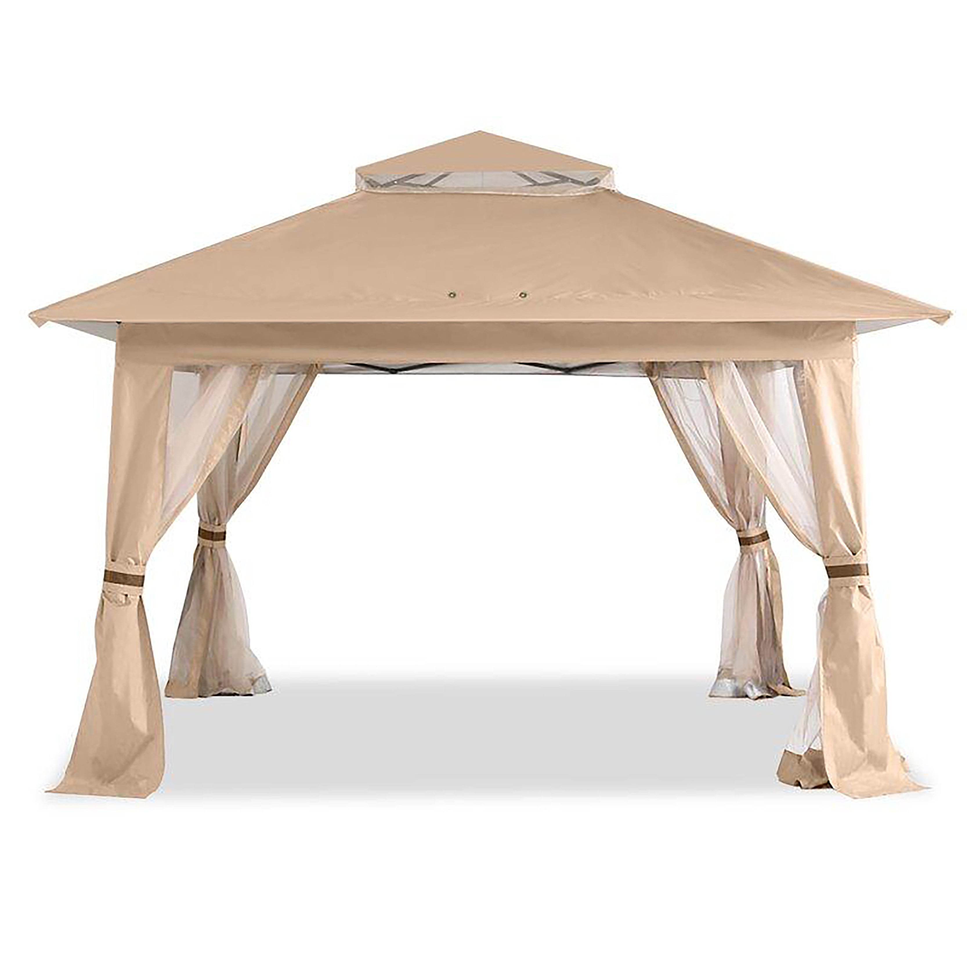 apontus offset tan patio umbrella instant gazebo with mesh netting ABCCANOPY Pop Up Gazebo 11x11