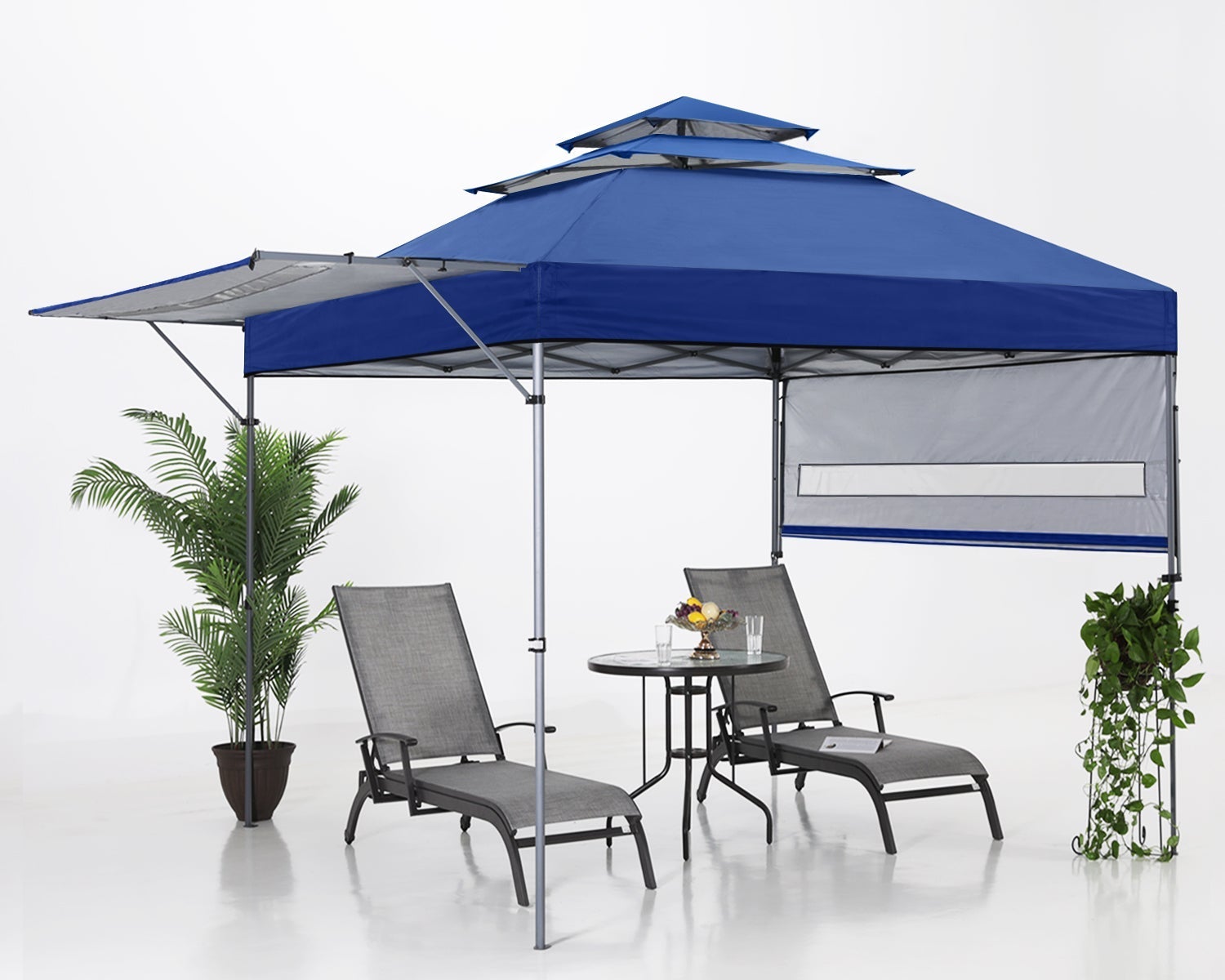 10x17 Pop up Gazebo Canopy 3-Tier Instant Canopy with Adjustable Dual Half Awnings - ABC-CANOPY