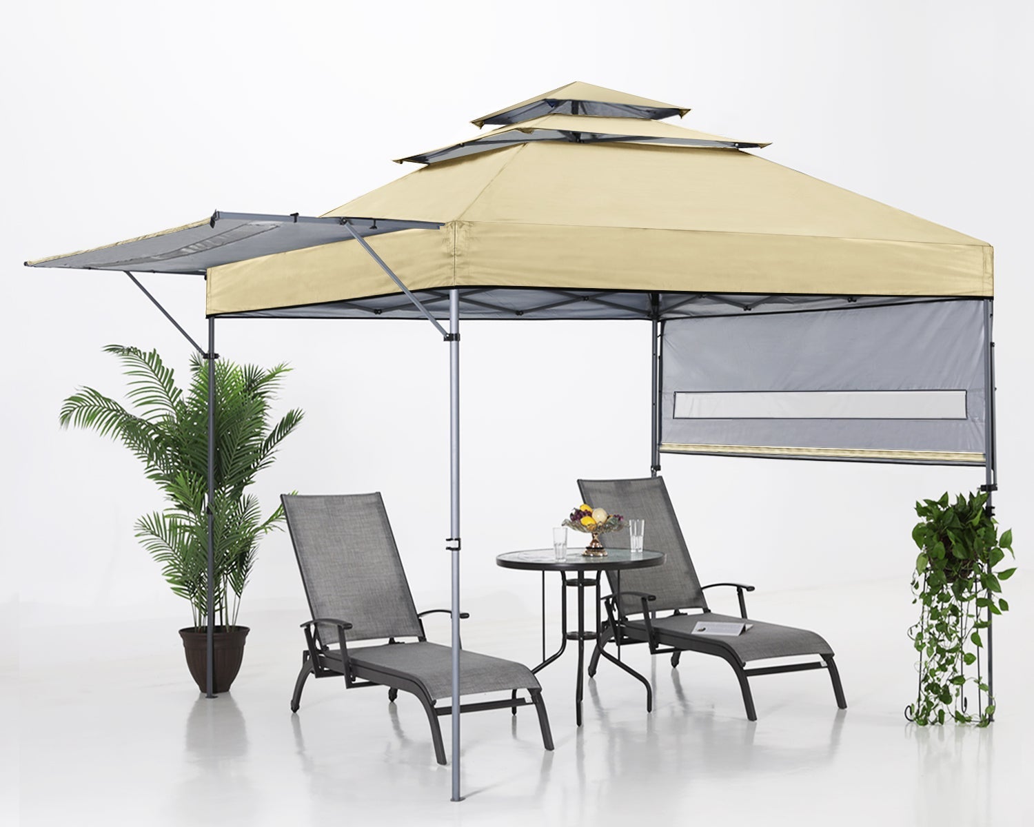10x17 Pop up Gazebo Canopy 3-Tier Instant Canopy with Adjustable Dual Half Awnings - ABC-CANOPY