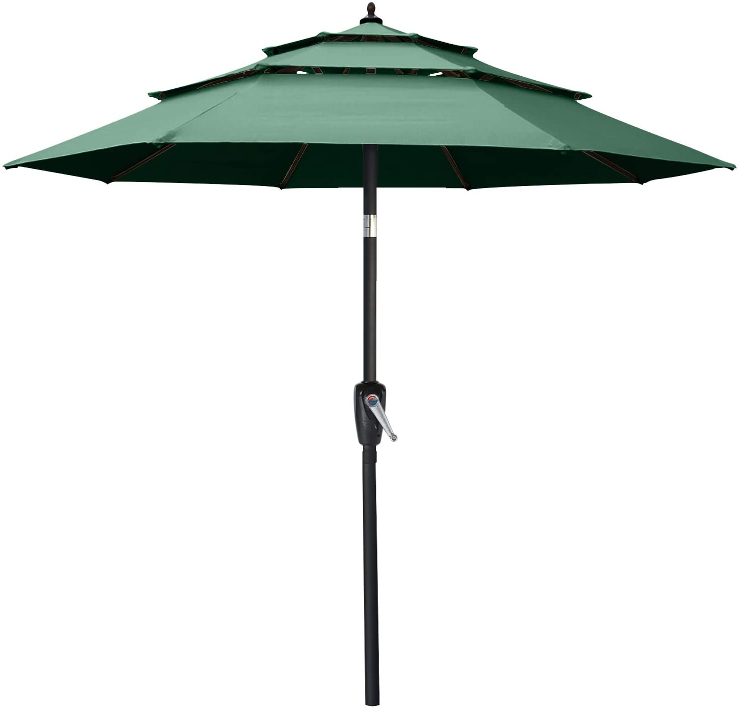 3 Tiers Patio Umbrella Outdoor Table Umbrella Forest Green / 9FT