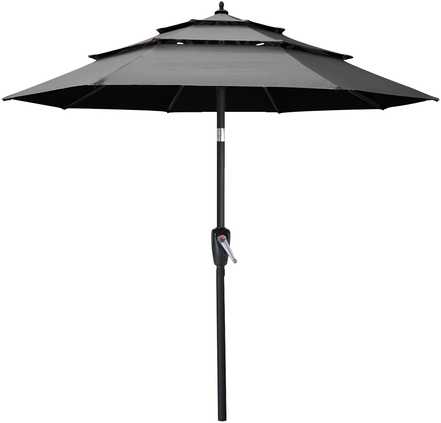 11 heavy duty wind resistant outdoor patio table umbrella FT with Base Aluminium Curved Cantilever Umbrella this patio cantilever umbrella has a powerful rotation + height adjustment function EliteShade USA 10-Year-Non-Fading 9ft 3-Tier
