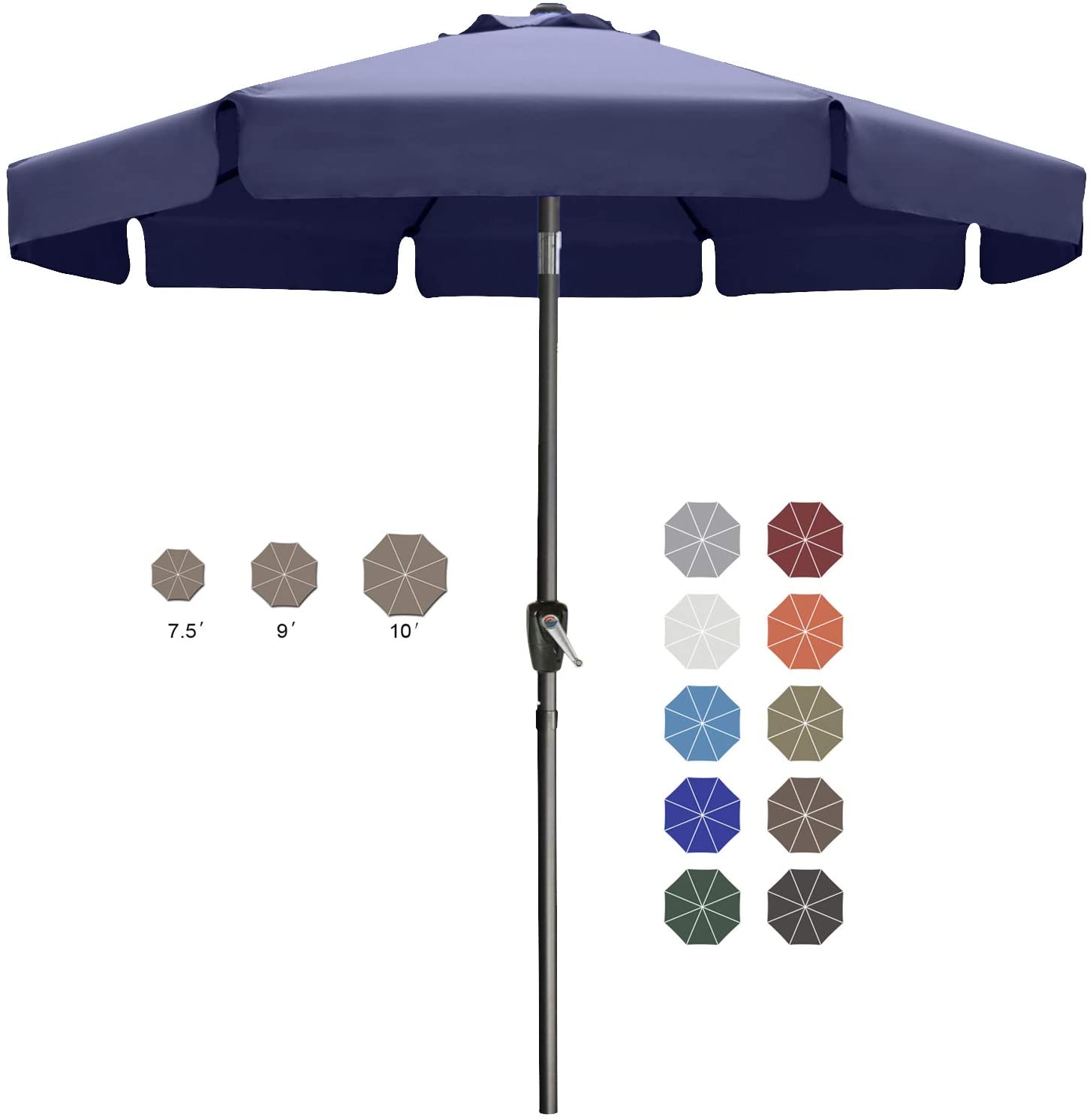 ABCCANOPY Outdoor Market 8 Ribs Umbrella for Patio Pool 7.5FT, 9FT, 10FT