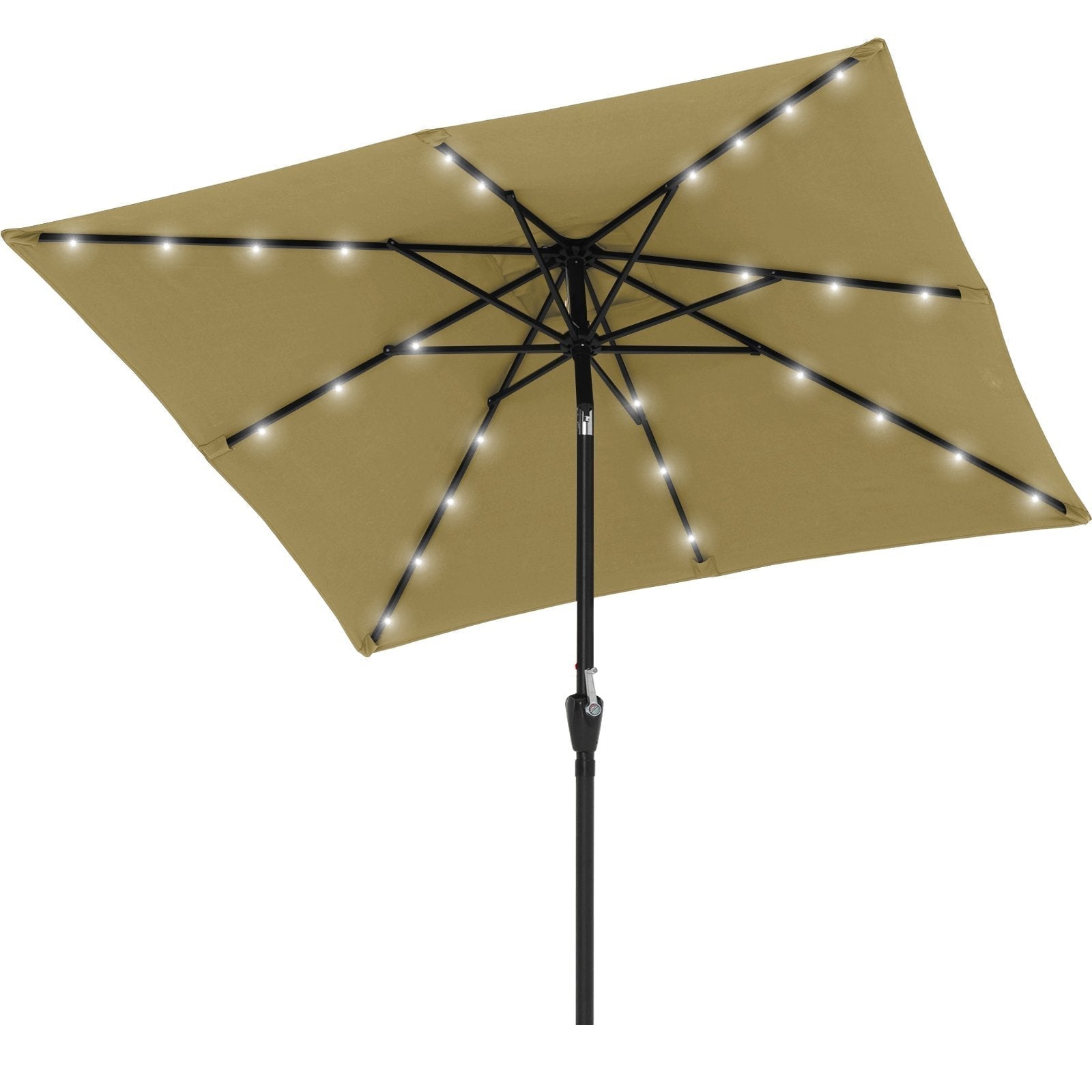Square Solar Powered Patio Umbrella with 28 LED Lights - ABC-CANOPY
