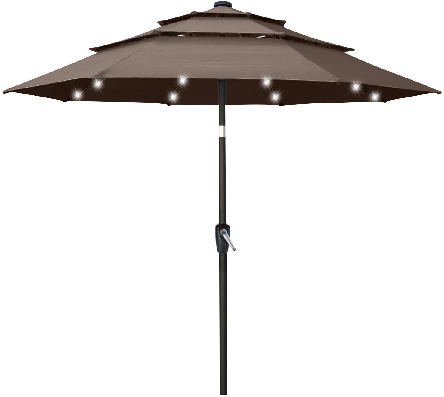 Solar 3 Tiers Patio Umbrella Outdoor with LED 10FT / Burgundy Solar 3 Tiers Patio Umbrella Outdoor with LED 10FT / Burgundy