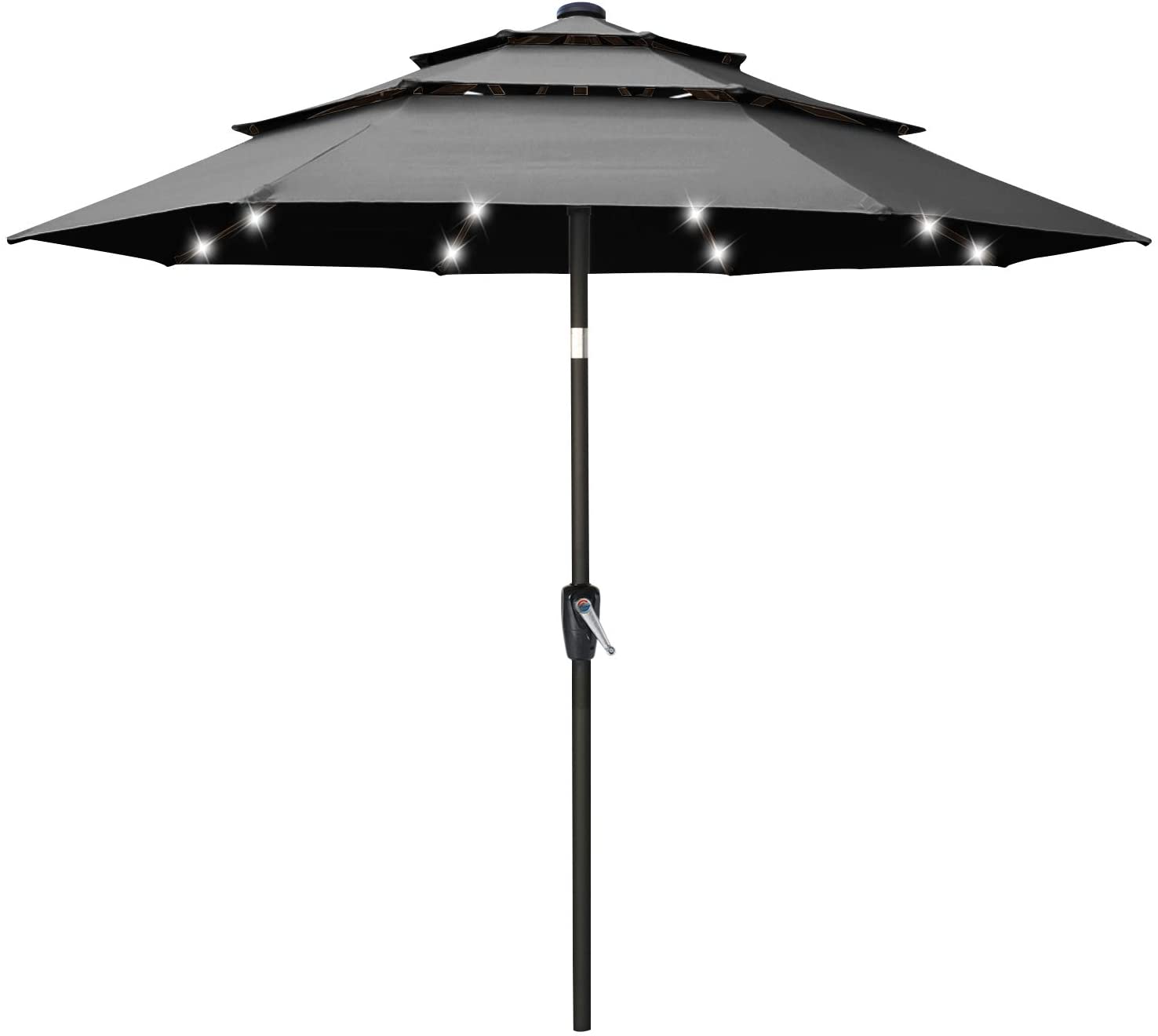 Solar 3 Tiers Patio Umbrella Outdoor with LED 10FT / Burgundy Solar 3 Tiers Patio Umbrella Outdoor with LED 10FT / Burgundy