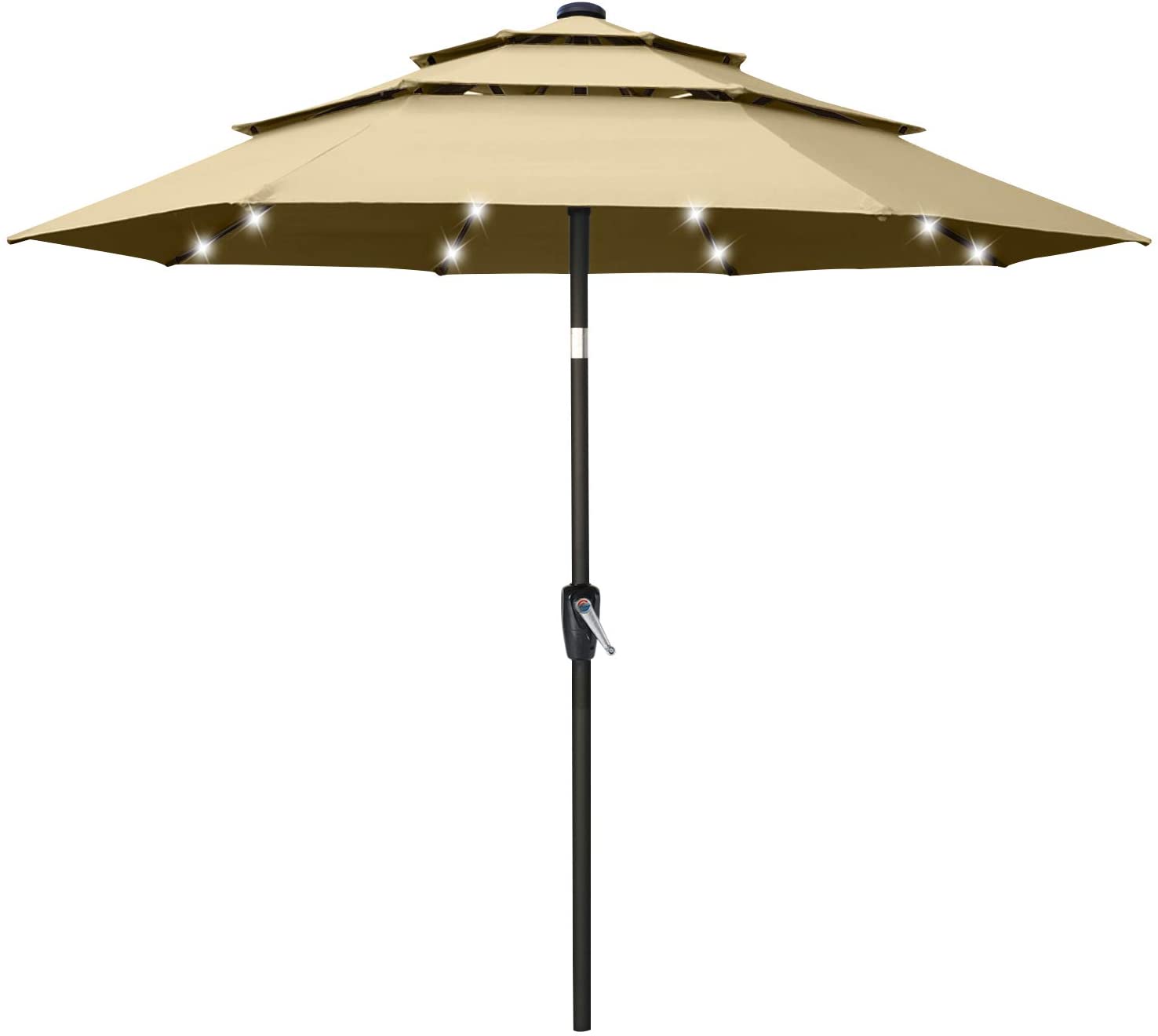 Solar 3 Tiers Patio Umbrella Outdoor with LED 10FT / Burgundy Solar 3 Tiers Patio Umbrella Outdoor with LED 10FT / Burgundy