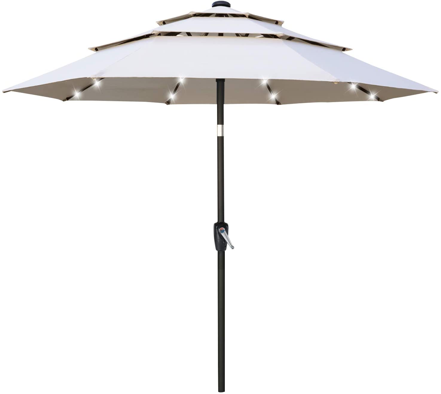 abccanopy solar umbrellas patio umbrella Solar 3 Tiers Patio Umbrella Outdoor with LED 11FT / Burgundy