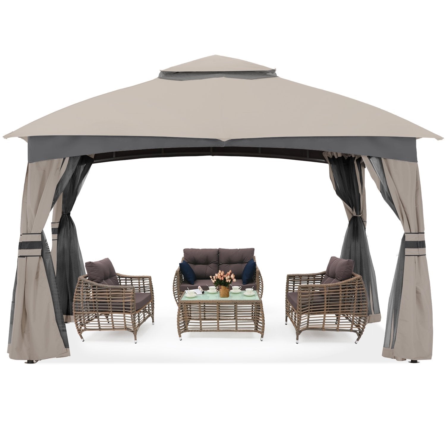 Patio Garden Gazebo with Mosquito Netting+Double Soft-top - ABC-CANOPY
