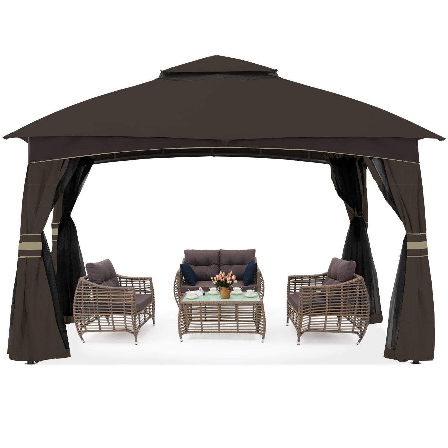 Patio Garden Gazebo with Mosquito Netting+Double Soft-top - ABC-CANOPY
