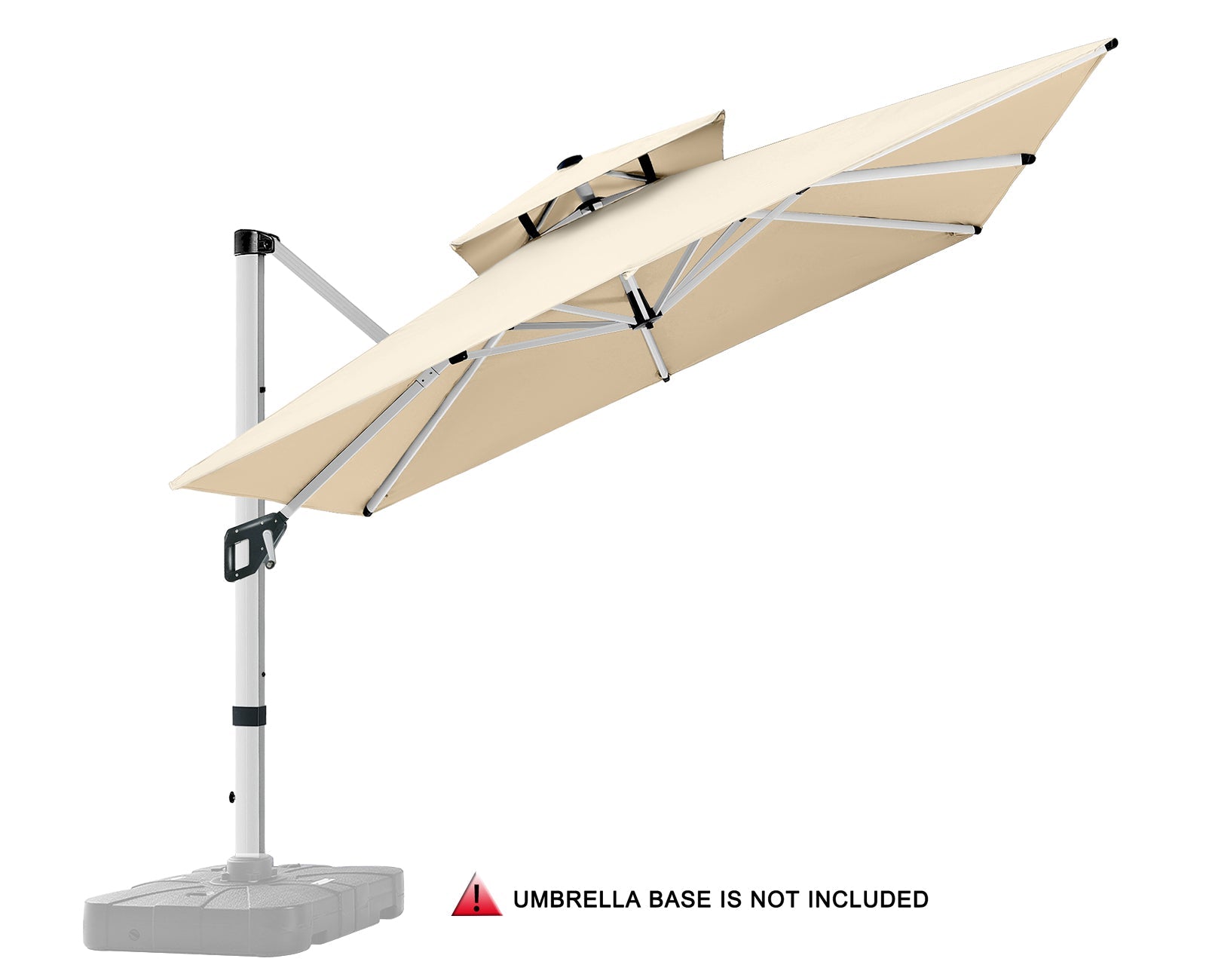best cantilever patio umbrella canada ABCCANOPY Cantilever Patio Umbrella Double Top with 360° Rotation Beige / 10FT