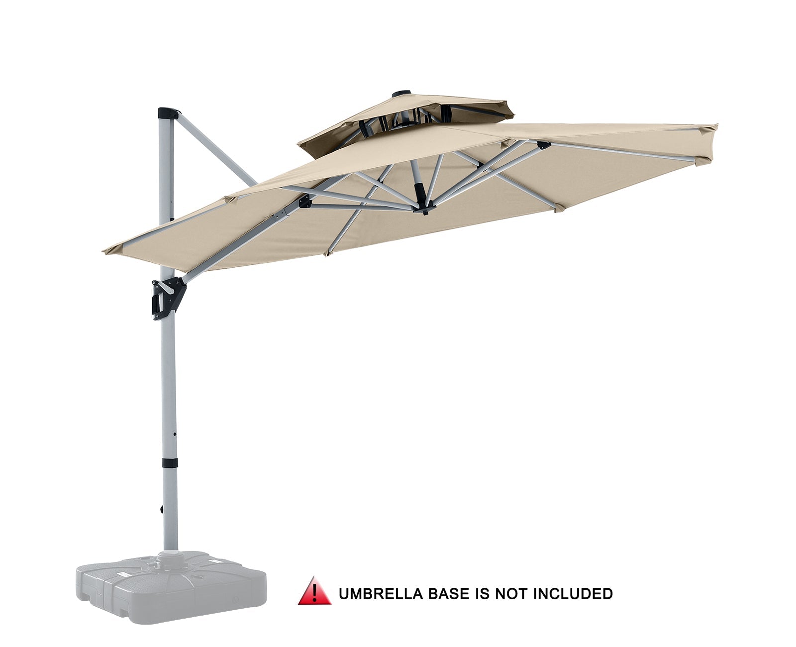 double top market patio umbrella with base ABCCANOPY Cantilever Patio Umbrella Double Top Round Umbrella Burgundy / 9FT