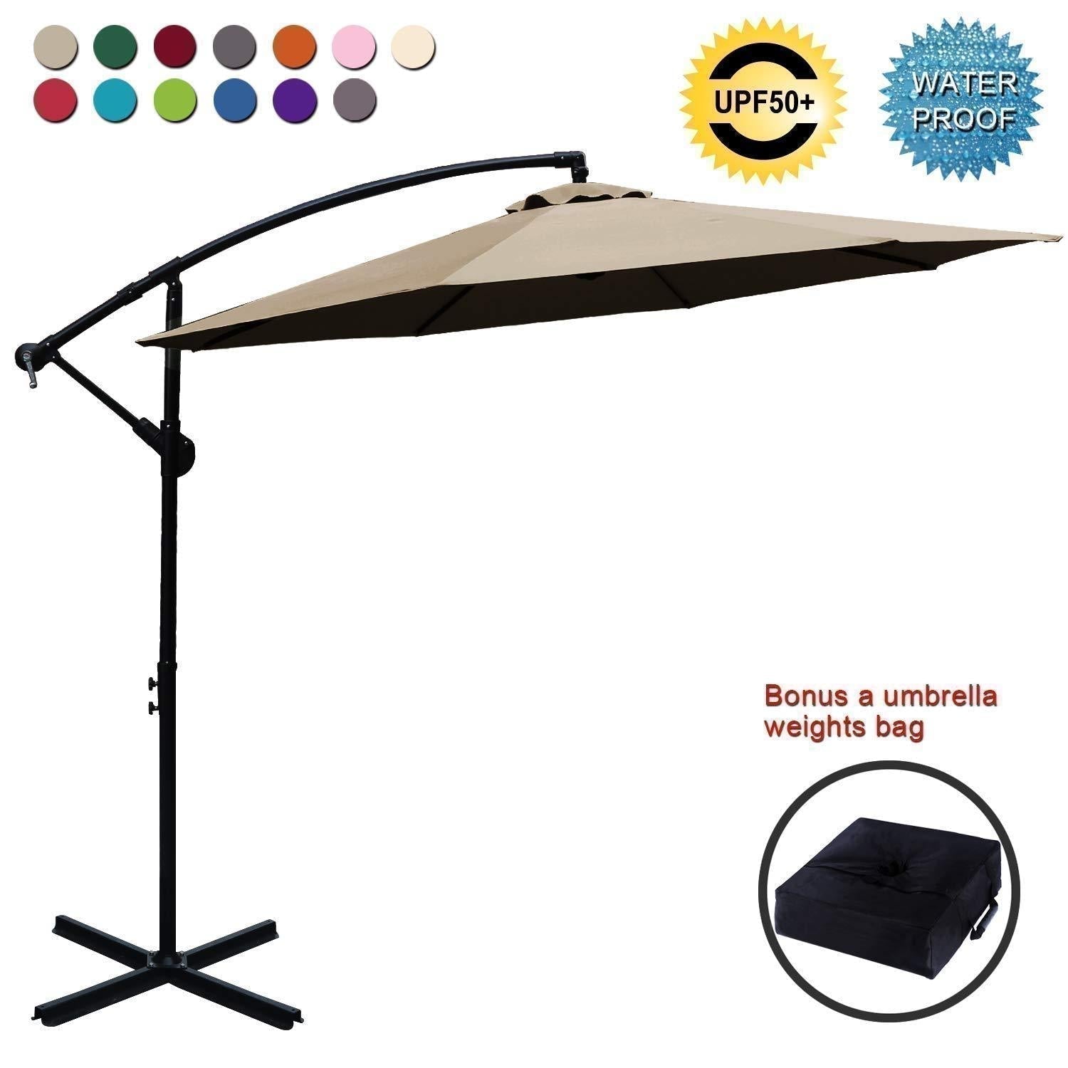 9 foot patio umbrella compaired to 10 foot ABCCANOPY Market Hanging 9/10FT Patio Outdoor Umbrellas with Crank & Cross Base