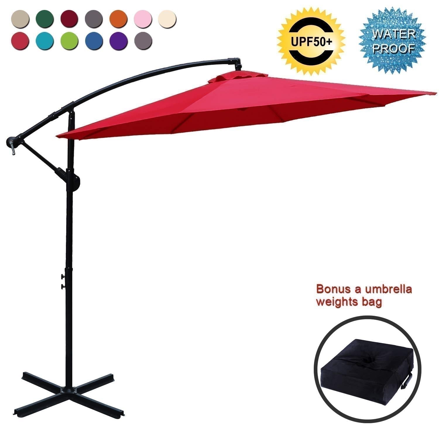 ABCCANOPY Market Hanging 9/10FT Patio Outdoor Umbrellas with Crank & Cross Base ABCCANOPY Market Hanging 9/10FT Patio Outdoor Umbrellas with Crank & Cross Base