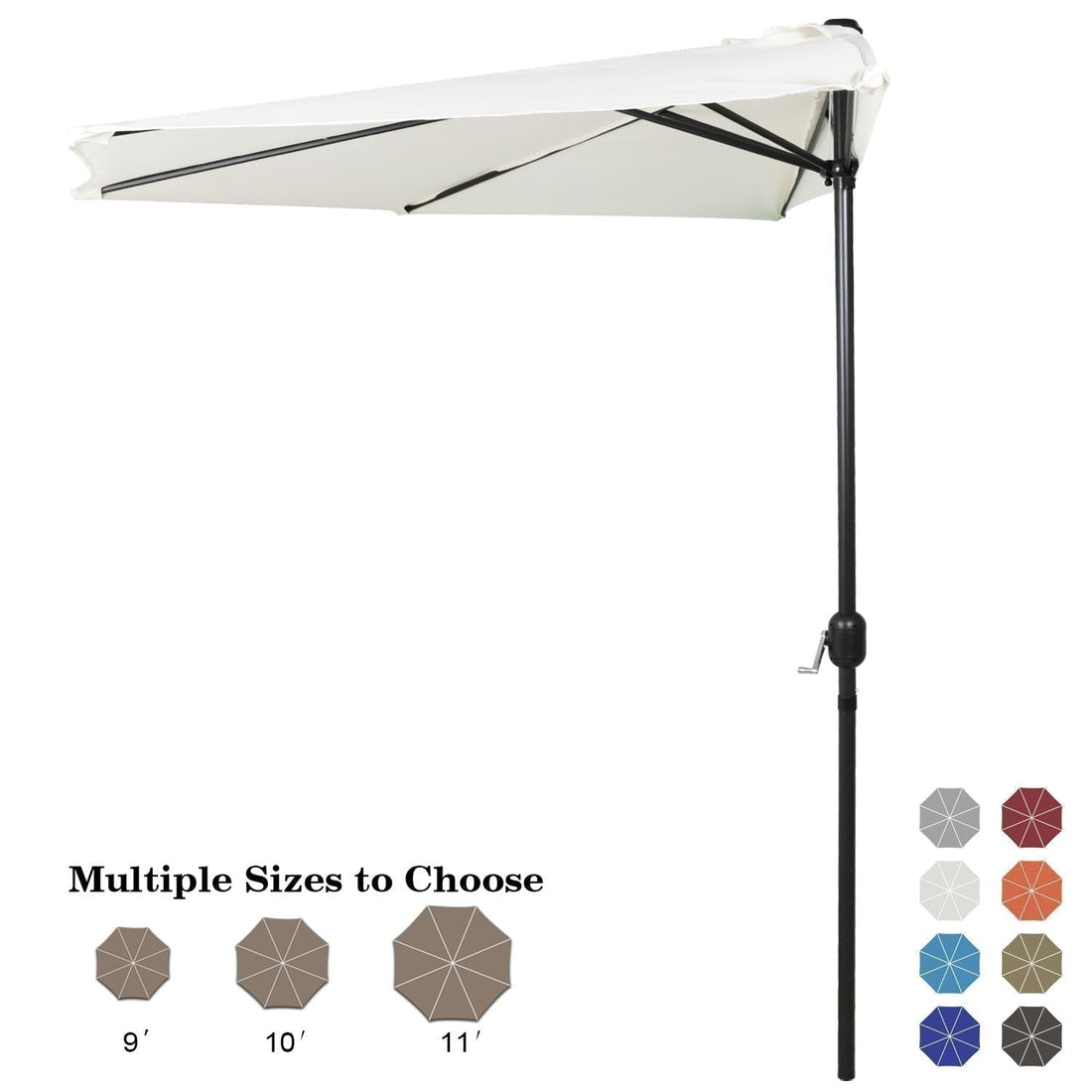 ABCCANOPY Outdoor 9/10/11FT Patio Umbrella Half Round Outdoor Umbrella ABCCANOPY