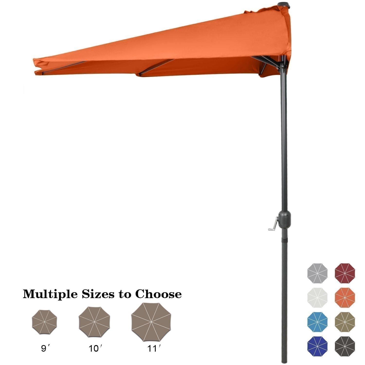 half patio umbrella with tilt Patio Umbrella Half Round Outdoor Umbrella Blue / 9FT