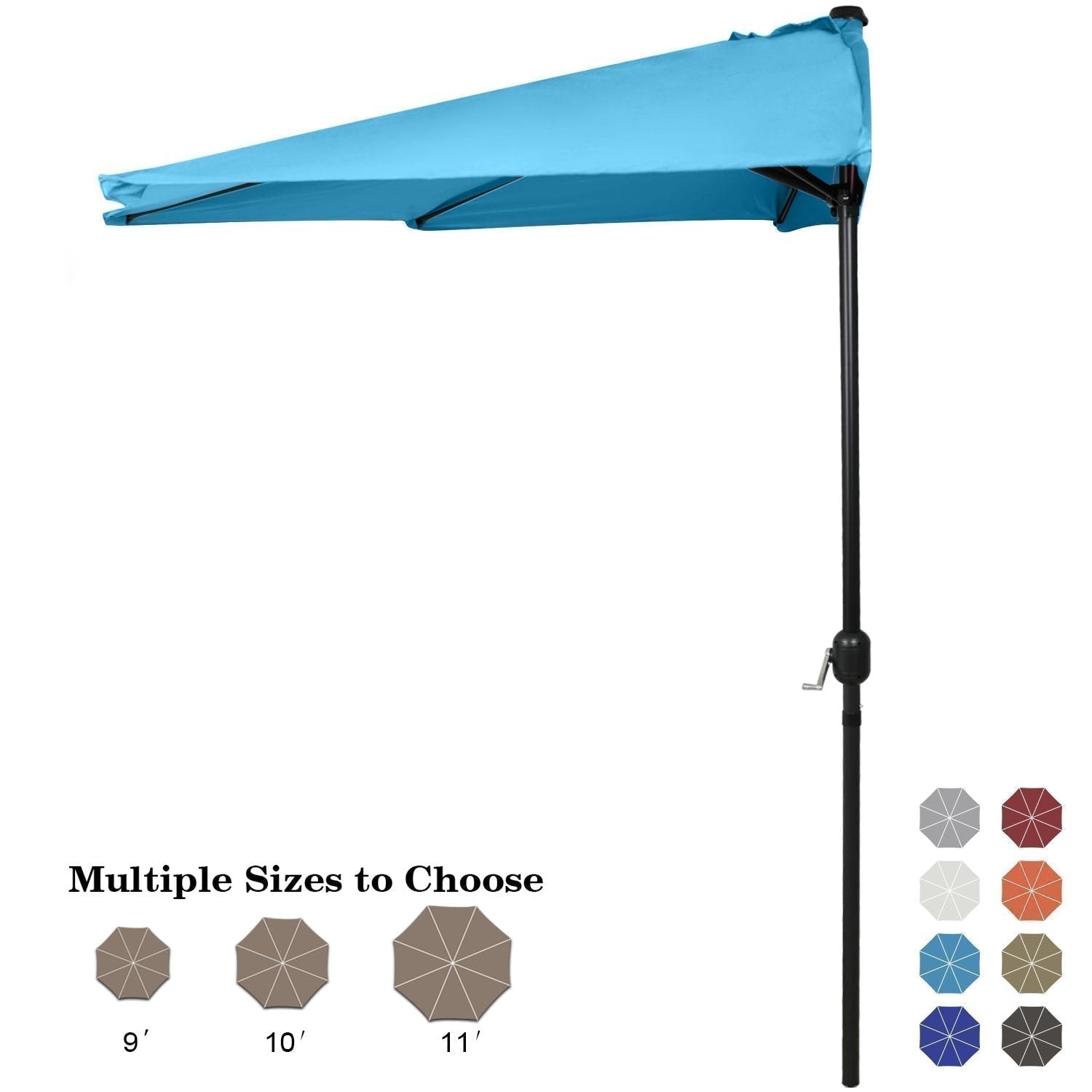 half canopy patio market umbrella ABCCANOPY Patio Half Umbrellas 11FT (Turquoise)