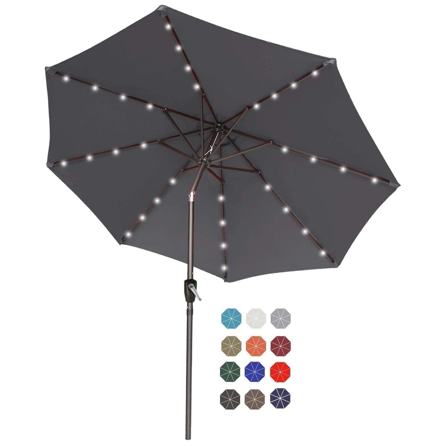 abccanopy rectangular solar patio umbrella ABCCANOPY Outdoor Solar Patio Umbrella with 32 LED Lights 8 Ribs 7.5FT / Blue