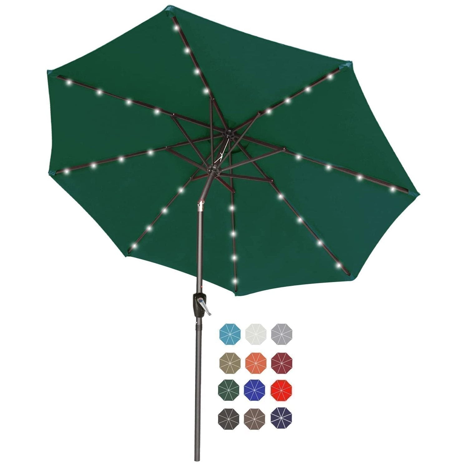 ABCCANOPY Outdoor Solar Patio Umbrella with 32 LED Lights 8 Ribs 7.5FT / Blue