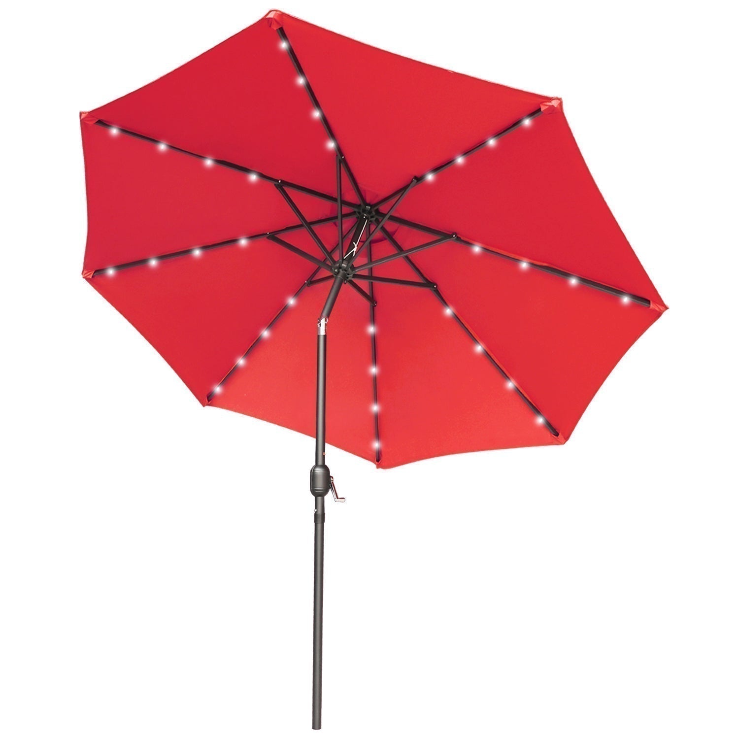 8 ft patio umbrella with lights ABCCANOPY Outdoor Solar Patio Umbrella with 32 LED Lights 8 Ribs 7.5FT / Blue