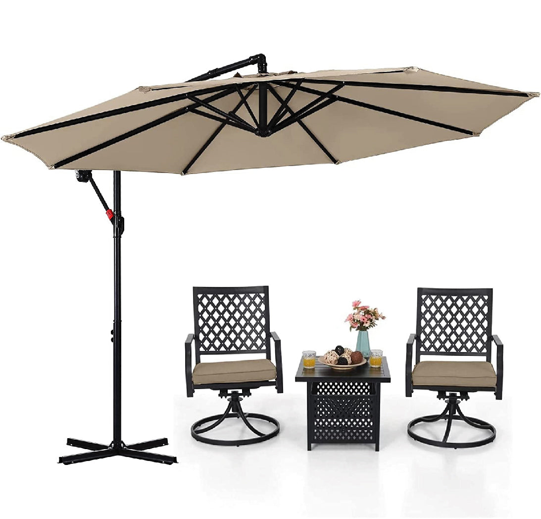 ABCCANOPY Market Hanging 9/10FT Patio Outdoor Umbrellas with Crank & Cross Base ABCCANOPY Market Hanging 9/10FT Patio Outdoor Umbrellas with Crank & Cross Base